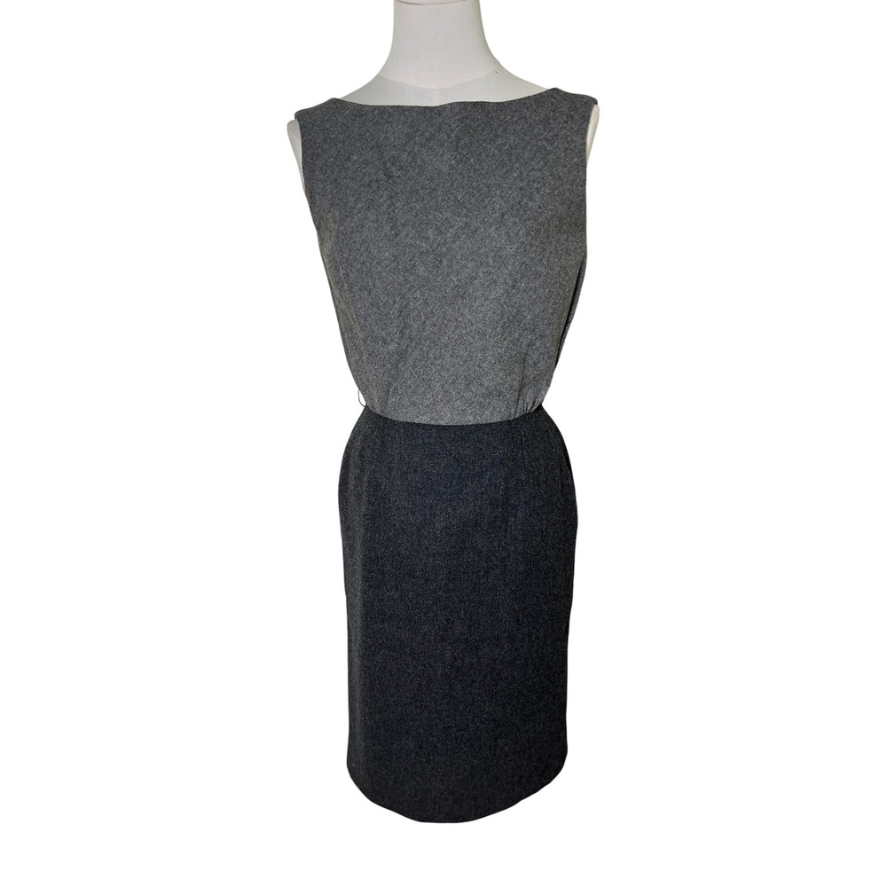 Vintage Gray Wool Sheath Dress Mod Minimalist Career Core Union Made‎ NYC 7/8